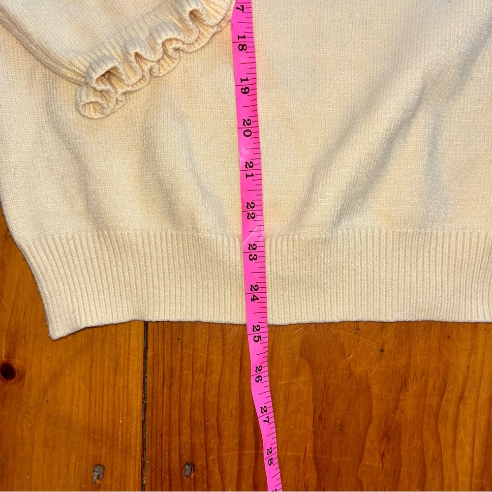 BTFBM Cream Ruffle Neck Button Sweater Boho Cottagecore - Picture 11 of 16